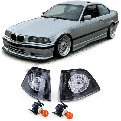 BMW E36 coupe cabrio átlátszó búrás fekete hátterű első index pár