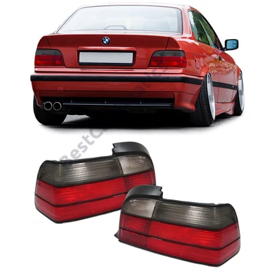 BMW E36 coupe cabrio piros fekete füst kristály burás hátsó lámpa pár