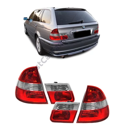 BMW E46 1998-2005 Touring piros fehér facelift optikás hátsó lámpa pár