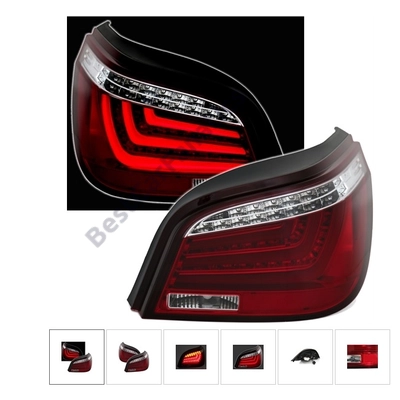 BMW E60 limousine piros fehér átlátszó búrás Lightbar LED-es hátsó lámpa pár