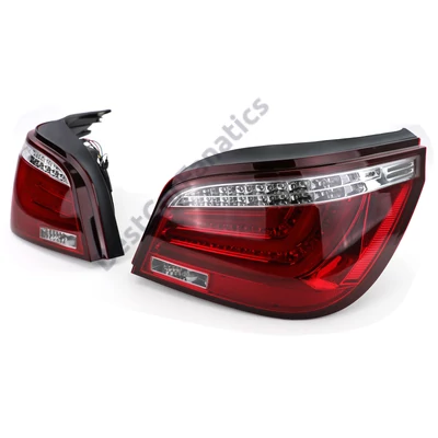 BMW E60 LCI 2007-2010 limousine piros fehér átlátszó burás Lightbar LED-es hátsó lámpa pár