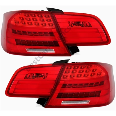 BMW E92 2006-2010 piros fehér LCI optikás átlátszó burás Lightbar LED-es hátsó lámpa pár