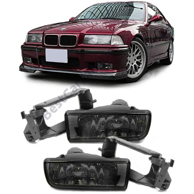 BMW E36 kristály fekete füst burás H1 ködlámpa pár kerettel