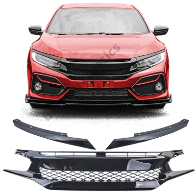 Honda Civic FK 2016-2020 lakk fekete emblémamentes hűtőrács