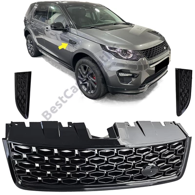 Land Rover Discovery Sport L550 2015-2020 lakkozott fekete méhsejtes hűtőrács + sárvédő rács