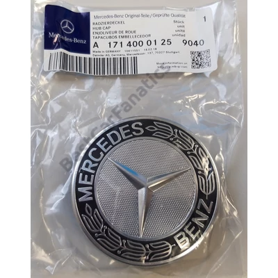 Gyári Mercedes Benz 75mm-es fekete - ezüst - króm alufelni kupak - embléma A17140001259040