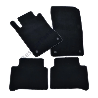 Mercedes Benz W211 prémium fekete velúrszőnyeg szett dupla fehér cérnás varrással