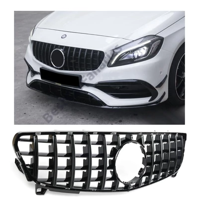 Mercedes Benz W176 A-osztály 2015-2018 lakkozott fekete hűtőrács Panamerica AMG GT stílusban