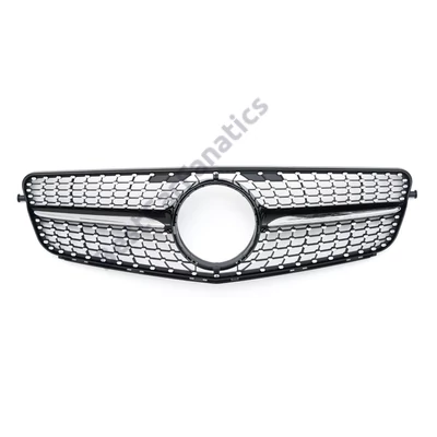 Mercedes Benz W204 lakkozott fekete - króm hűtőrács Gyémánt stílusban embléma nélkül