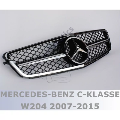 Mercedes Benz W204 króm-fekete hűtőrács C63 AMG stílusban gyári emblémával