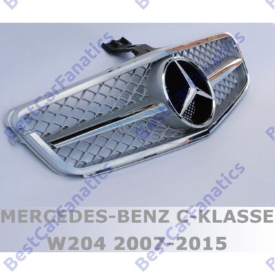 Mercedes Benz W204 króm-ezüst hűtőrács C63 AMG stílusban