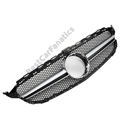 Mercedes Benz W205 2014-2018 króm-fekete hűtőrács C63 AMG stílusban embléma nélkül