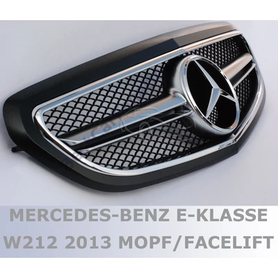Mercedes Benz W212 2013-2016 facelift matt fekete - króm hűtőrács E63 AMG stílusban