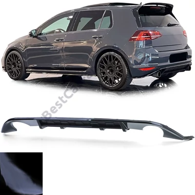 VW Golf VII GTI 2013-2017 hátsó lökhárítóhoz lakkozott fekete műanyag diffúzor
