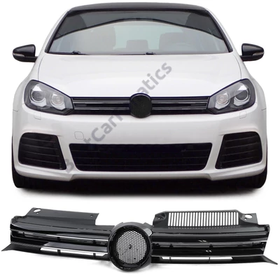 VW Volkswagen Golf VI - 6 GTI lakkozott fekete hűtőrács króm csíkokkal