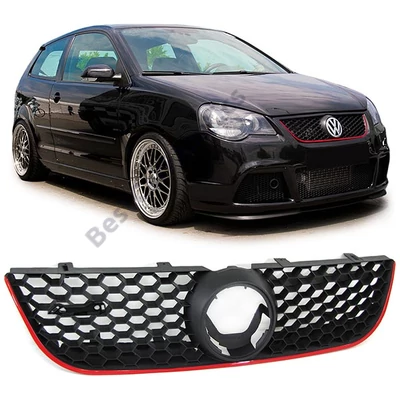 VW Volkswagen Polo IV 9N3 2005-2009 piros - fekete R hűtőrács