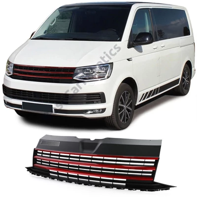 VW Volkswagen Transporter T6 2015-2019 fekete - piros hűtőrács