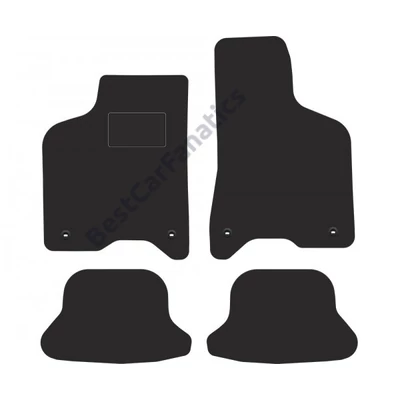 VW Volkswagen Lupo 1998-2005 prémium fekete ovális patentos velúrszőnyeg szett piros fehér cérnás varrással