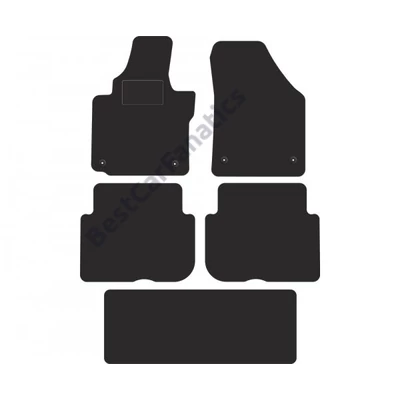 VW Volkswagen Touran 7 személyes 2003-2010 fekete körpatentos velúrszőnyeg szett