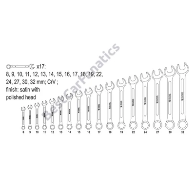 YATO csillag-villáskulcs készlet 17részes 8-32mm Cr-Va YT-0363
