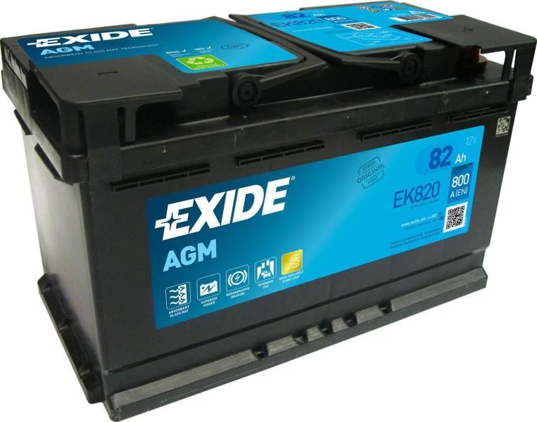 Exide AGM Start-Stop EK820 12V Akkumulátor 82Ah 800A Indítóáram Jobb+