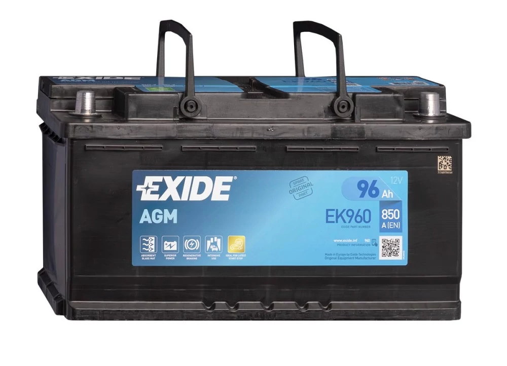 Exide AGM Start-Stop EK960 12V Akkumulátor 96Ah 850A Indítóáram Jobb+