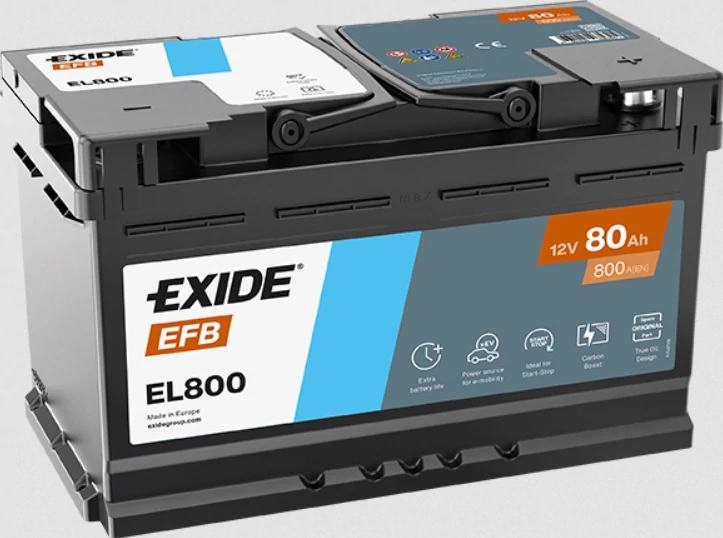 Exide EFB Start-Stop EL800 12V Akkumulátor 80Ah 800A Indítóáram Jobb+