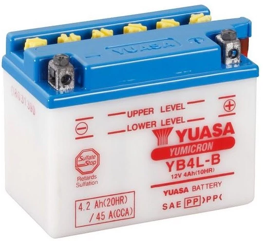 Yuasa YB4L-B 12V Akkumulátor 4,2Ah 45A Indítóáram Jobb+ SAV nélkül