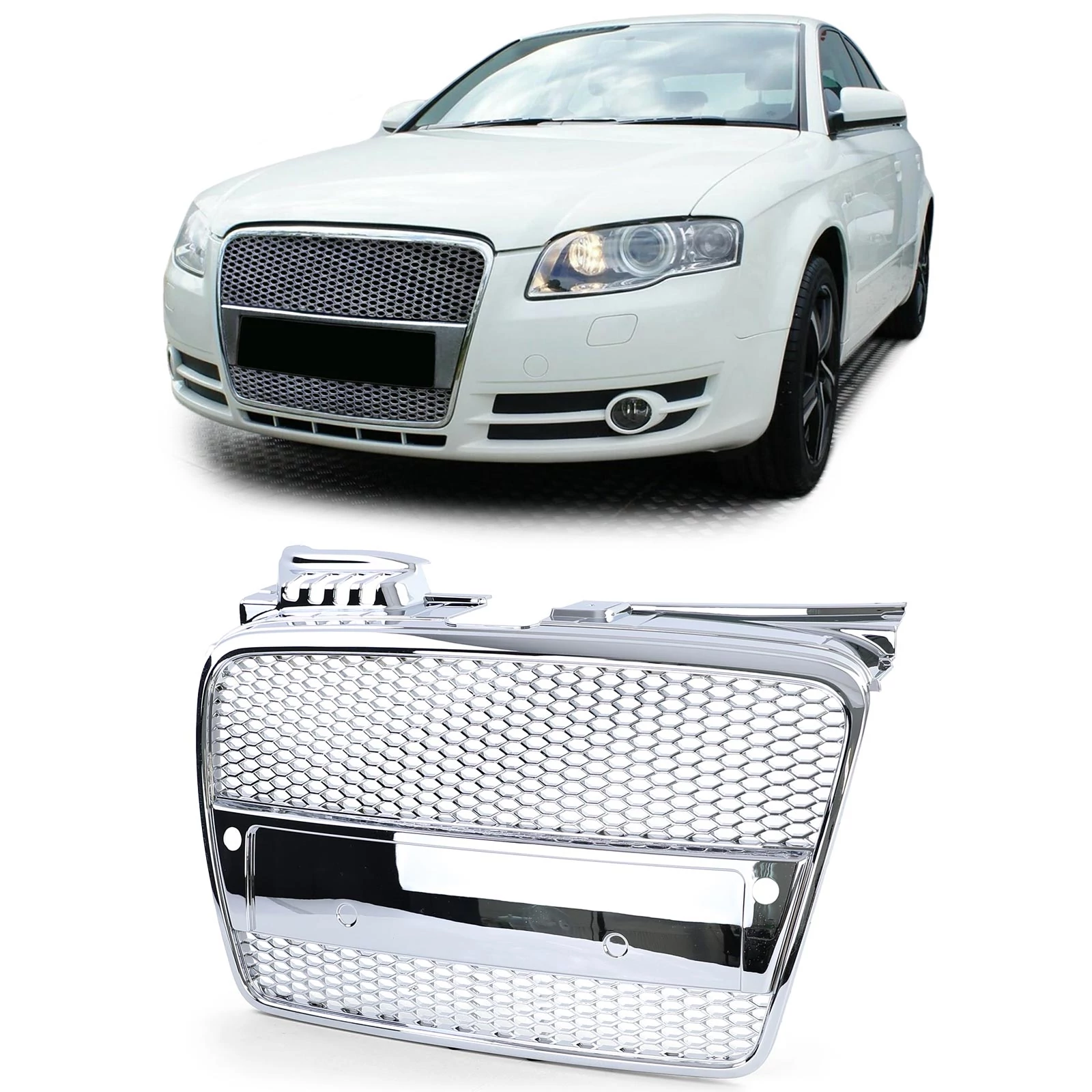AUDI A4 B7 8E 8H 2004-2009 króm RS stílusú hűtőrács PDC