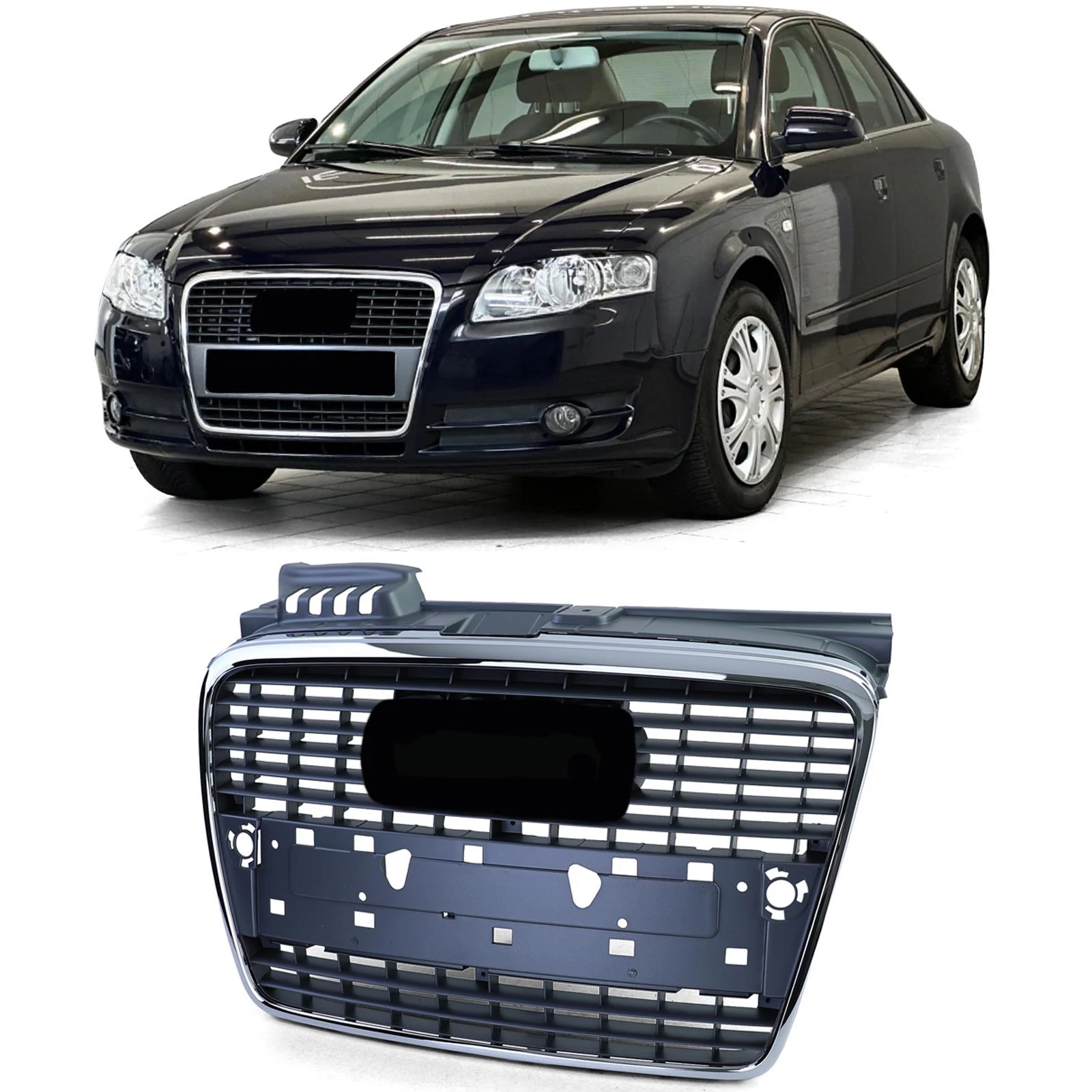 AUDI A4 B7 8E 8H 2004-2009 króm - fekete gyári stílusú hűtőrács PDC