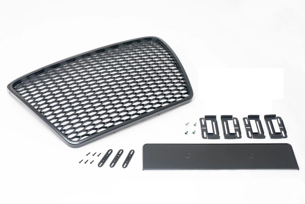 AUDI A6 C6 4F 2004-2011 lakkozott fekete RS stílusú hűtőrács simple fix rendszámtartóval