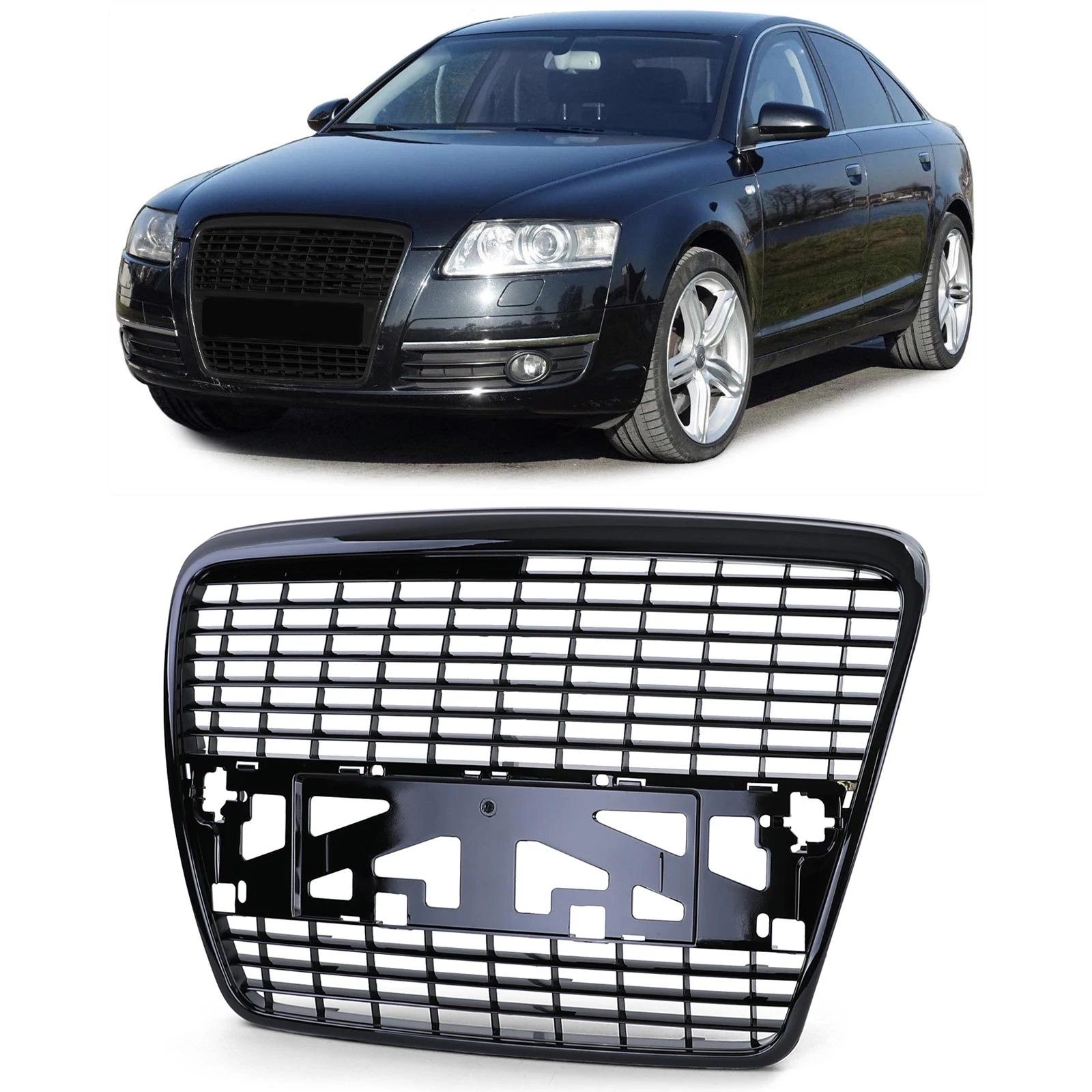AUDI A6 C6 4F 2004-2008 lakkozott fekete S-line style hűtőrács