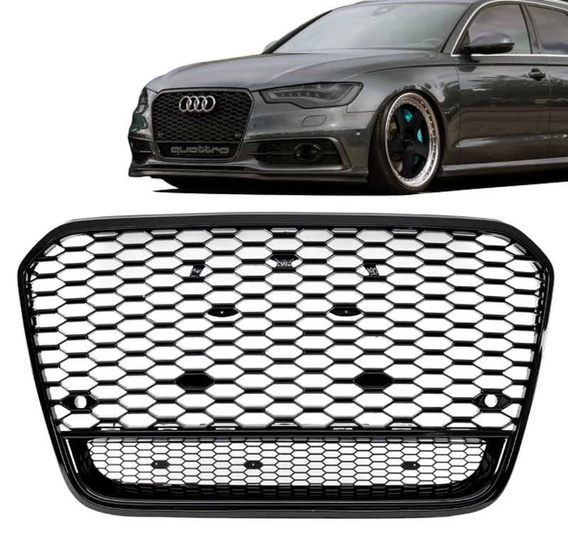 AUDI A6 C7 4G 2010-2014 lakkozott fekete RS Quattro stílusú hűtőrács