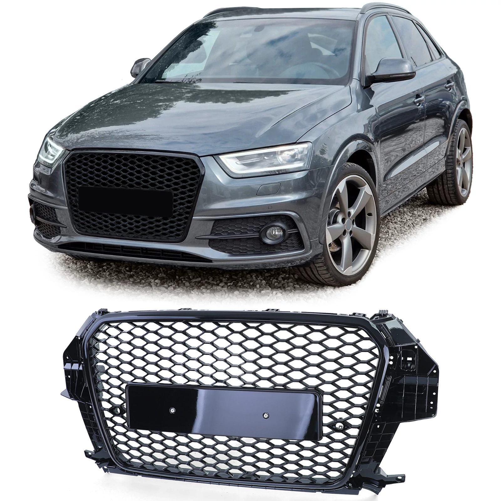 AUDI Q3 8U 2011-2015 lakkozott fekete fényes RS stílusú hűtőrács