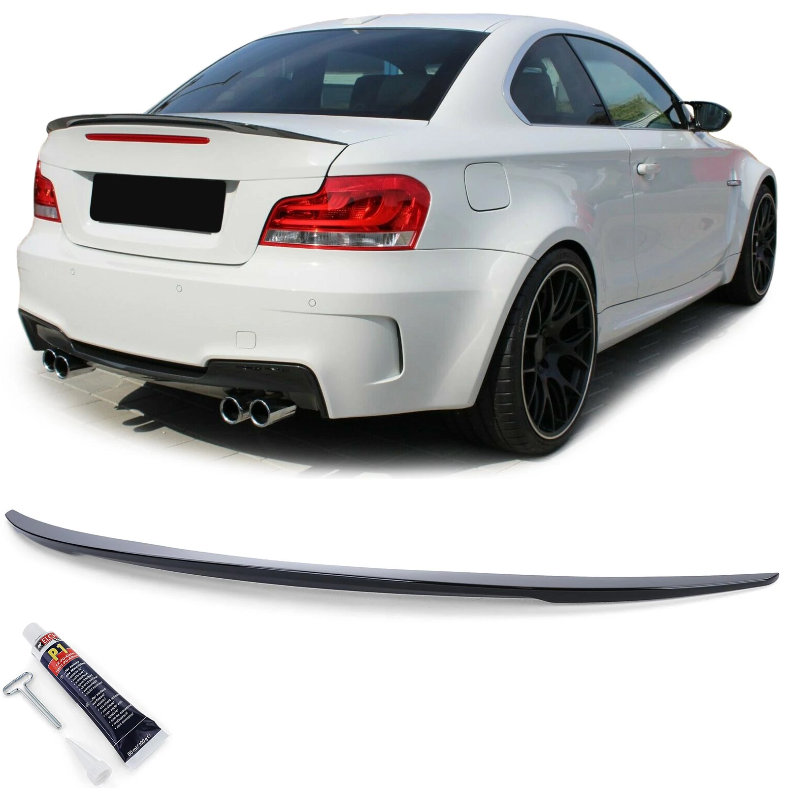 BMW E82 coupe facelift 2007-2013 M Performance stílusú lakkozott fekete csomagtartó spoiler