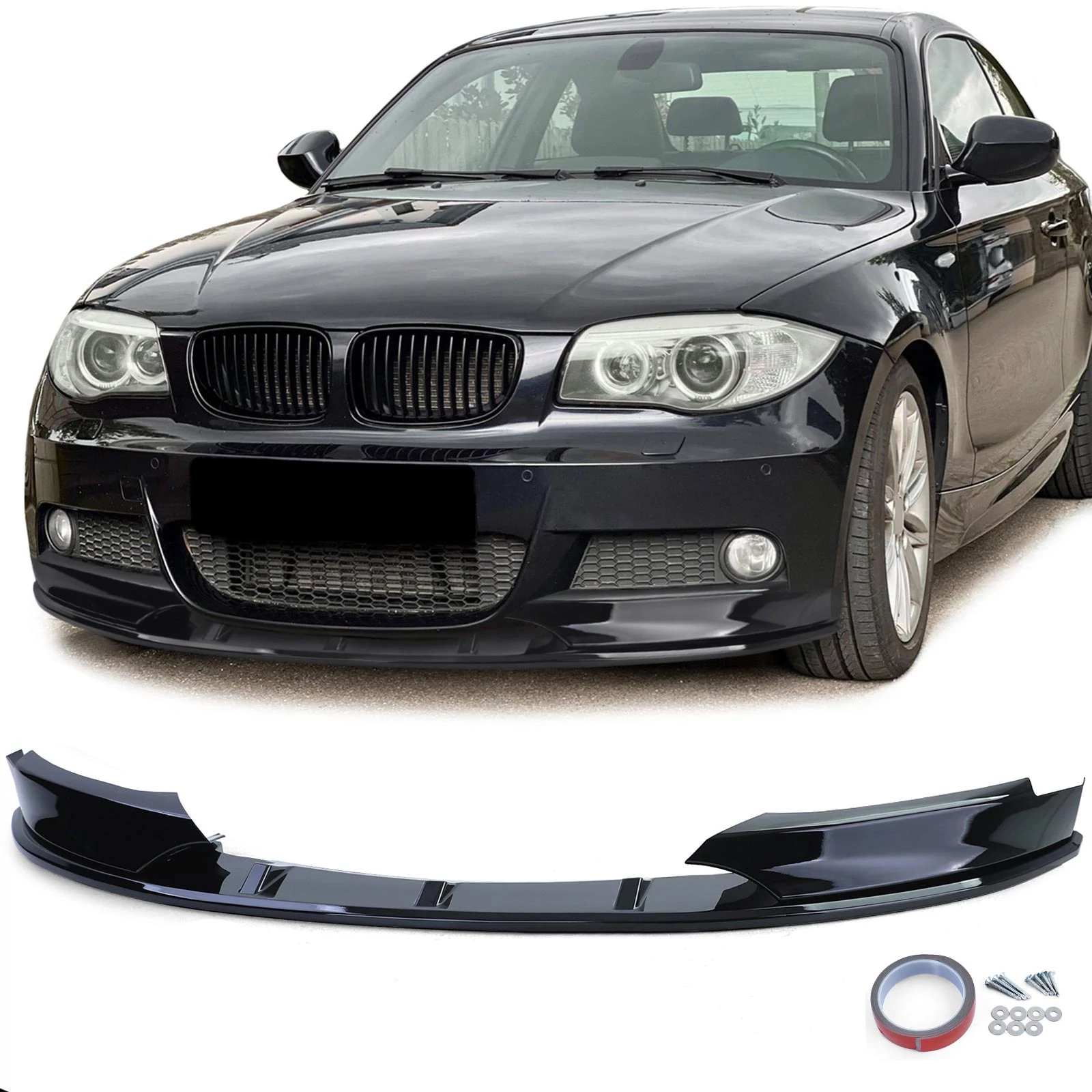 BMW E82 E88 M-packet 2011-2013 Performance stílusú műanyag lakkozott fekete koptató lippe