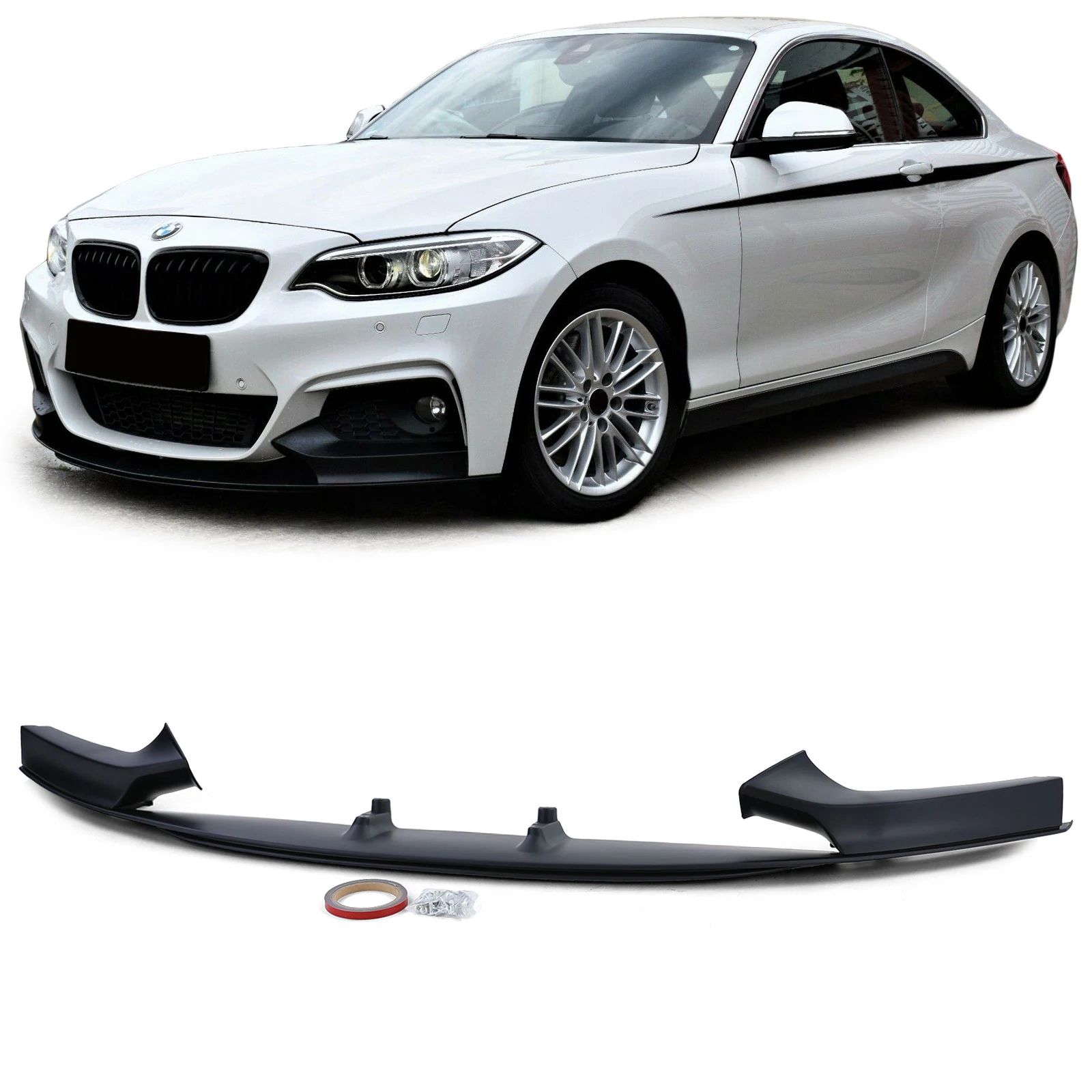BMW F22 F23 M-packet Performance stílusú utángyártott matt fekete műanyag koptató lippe