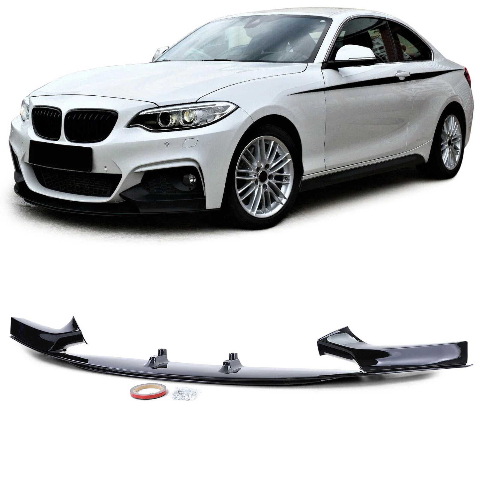 BMW F22 F23 M-packet Performance stílusú utángyártott lakkozott fekete koptató lippe