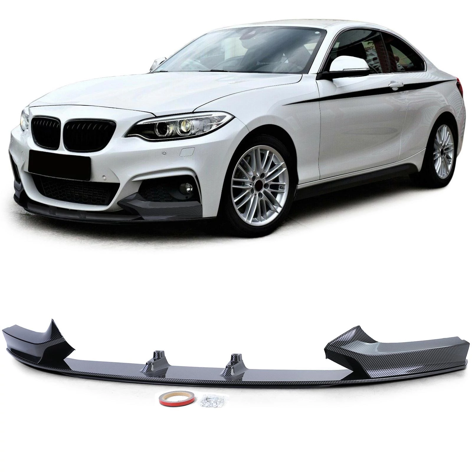 BMW F22 F23 M-packet Performance stílusú utángyártott Carbon look koptató lippe