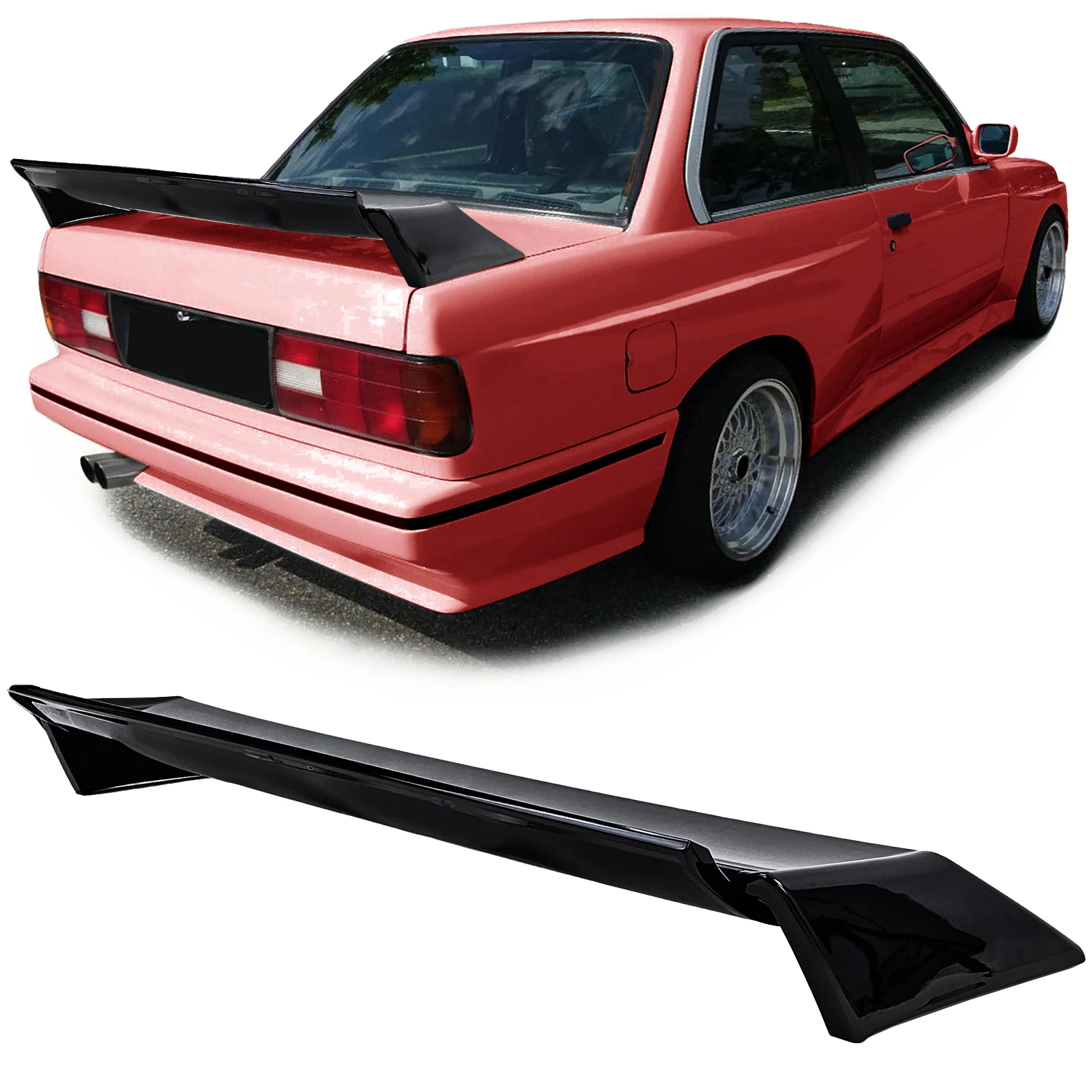 BMW E30 utángyártott ABS műanyag M3 Sport Evolution lakkozott fekete csomagtartó spoiler