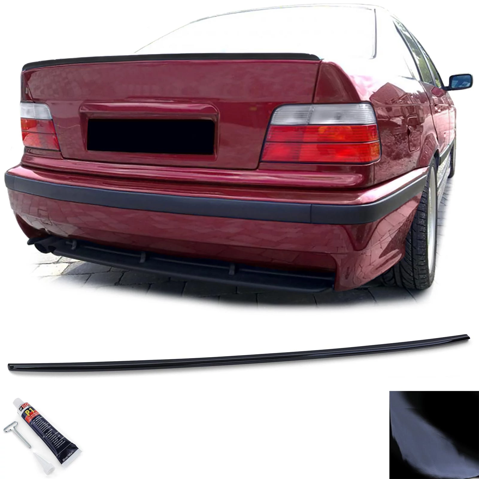 BMW E36 sedan M3 stílusú ABS műanyag lakkozott fekete csomagtartó spoiler