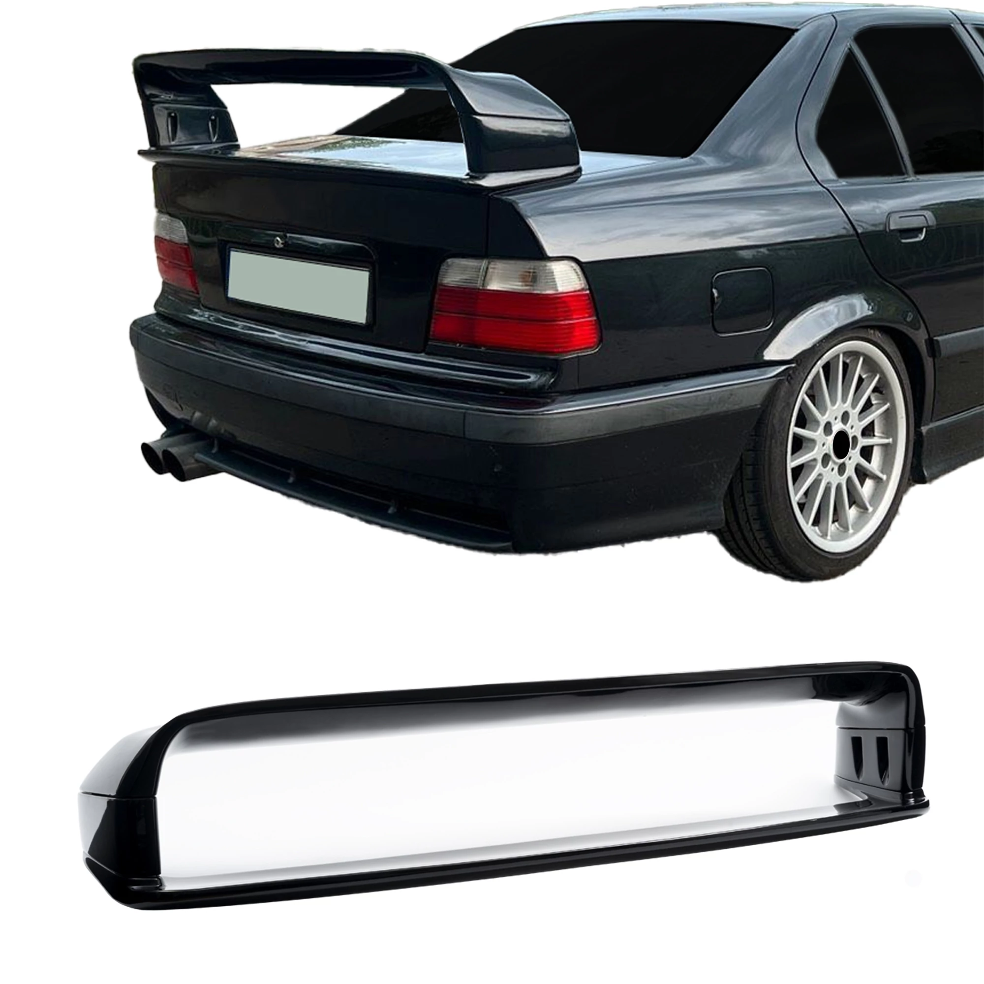 BMW E36 M3 GT LTW lakkozott fekete ABS műanyag replika magasított csomagtartó spoiler szárny
