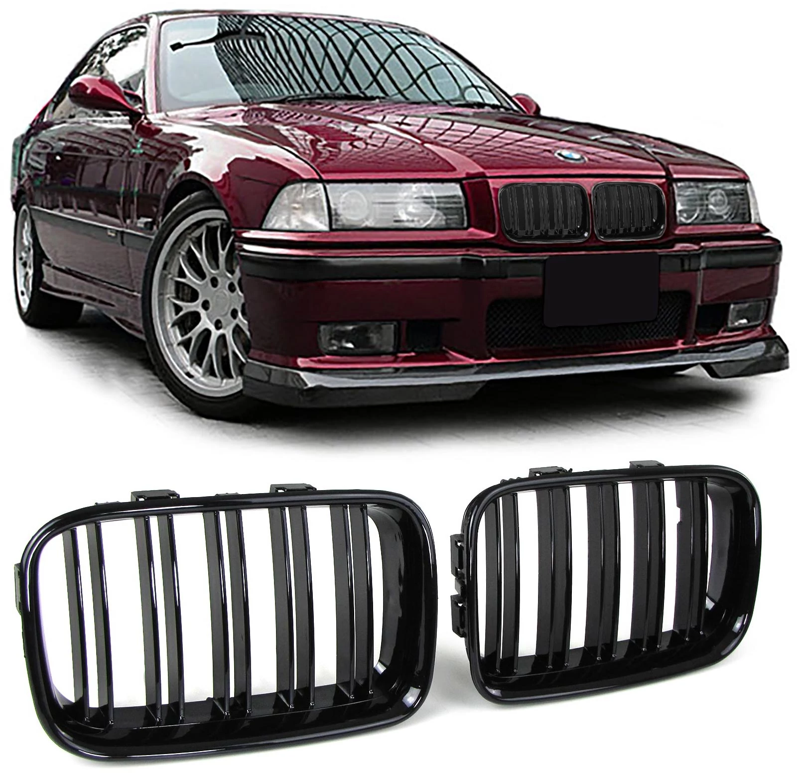 BMW E36 facelift előtti lakkozott fekete M4 stílusú vese