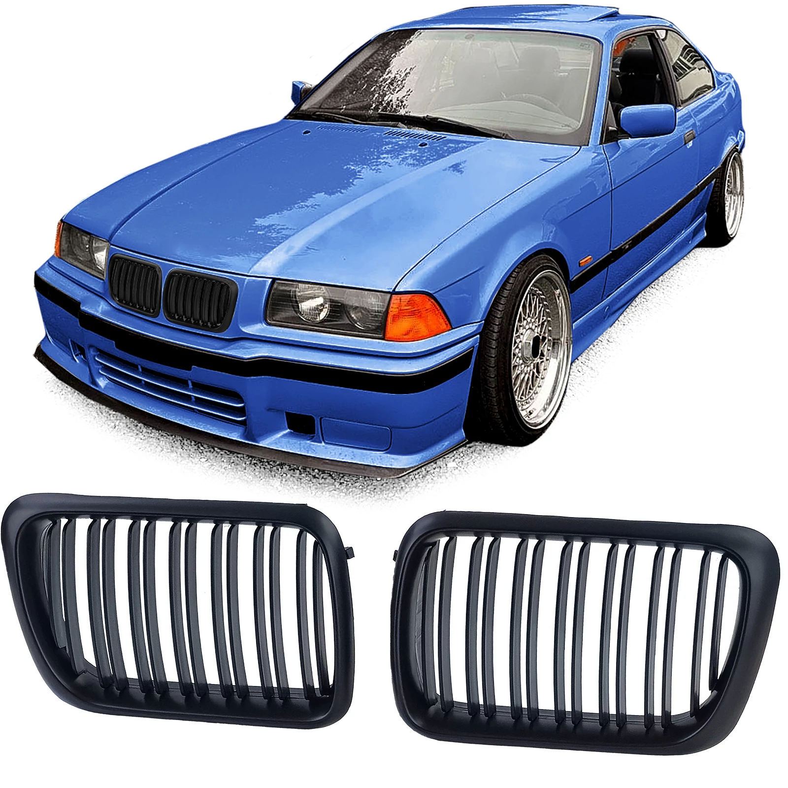 BMW E36 facelift matt fekete M4 stílusú vese