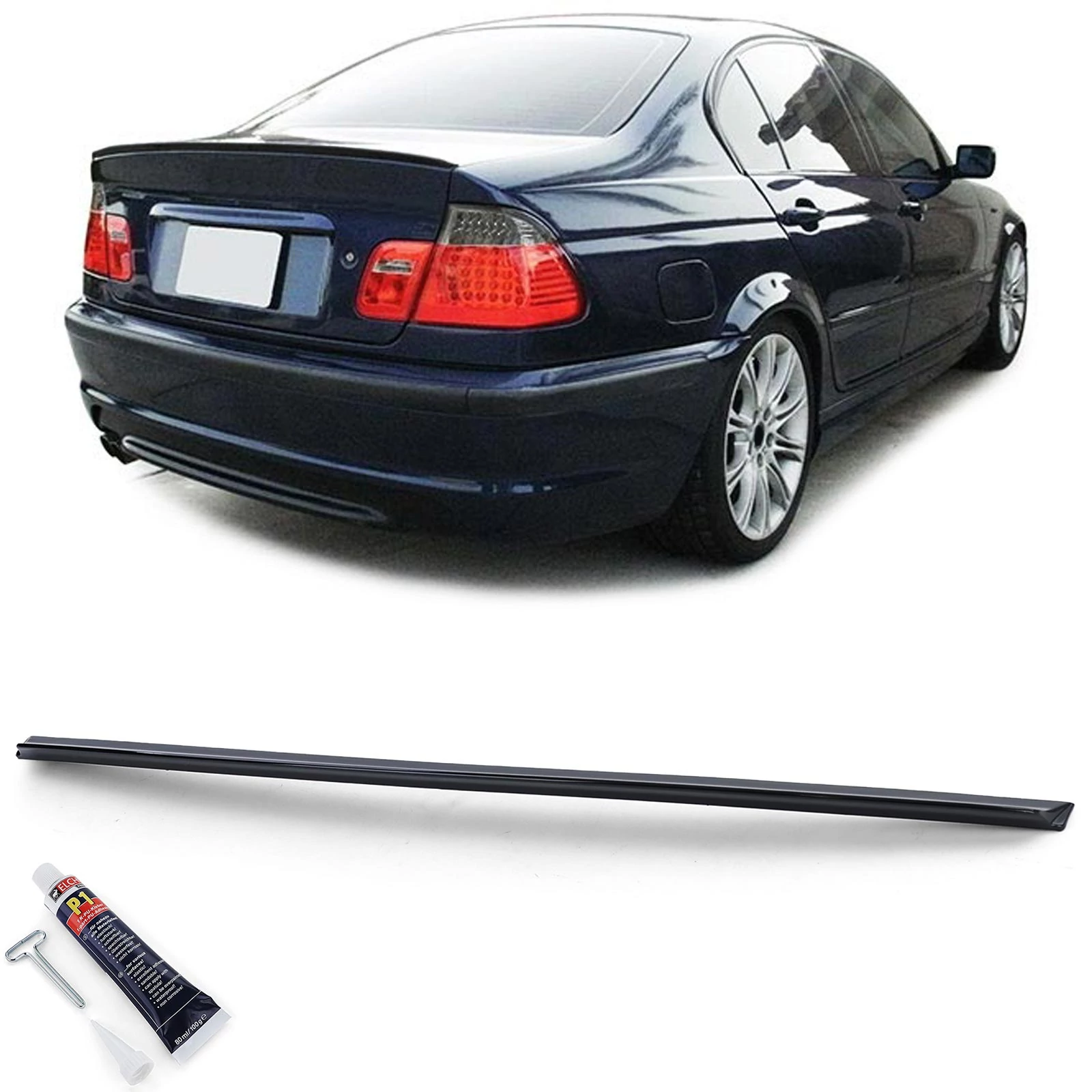 BMW E46 sedan M3 stílusú ABS műanyag lakkozott fekete csomagtartó spoiler