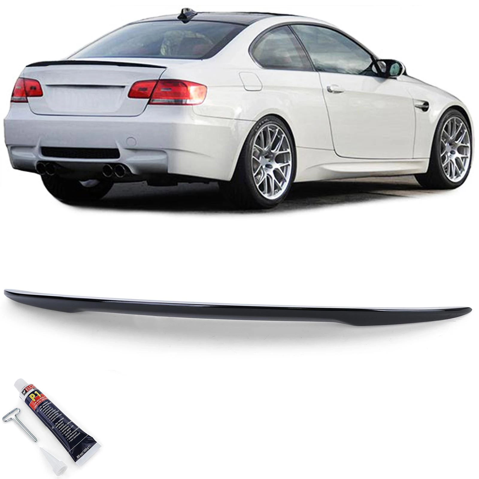 BMW E92 coupe Performance stílusú lakkozott fekete csomagtartó spoiler