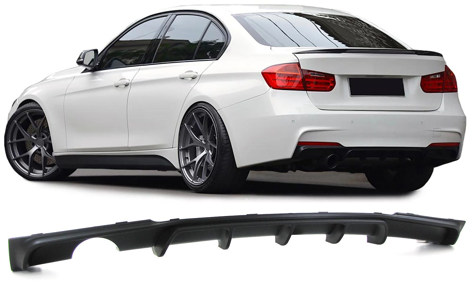 BMW F30 M-packet lökhárítóba M3 stílusú utángyártott műanyag diffúzor bal oldali 1csöves