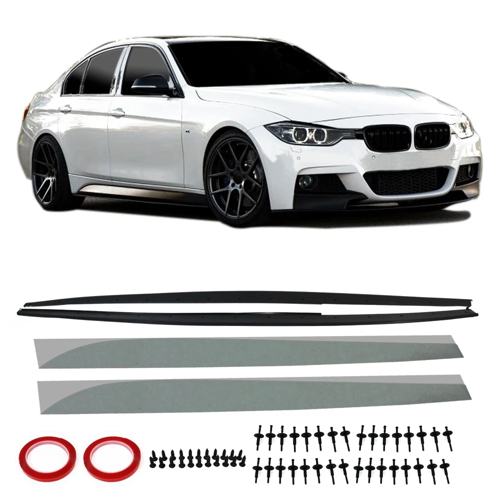 BMW F30 F31 M Performance stílusú matt fekete alsó küszöb spoiler szett