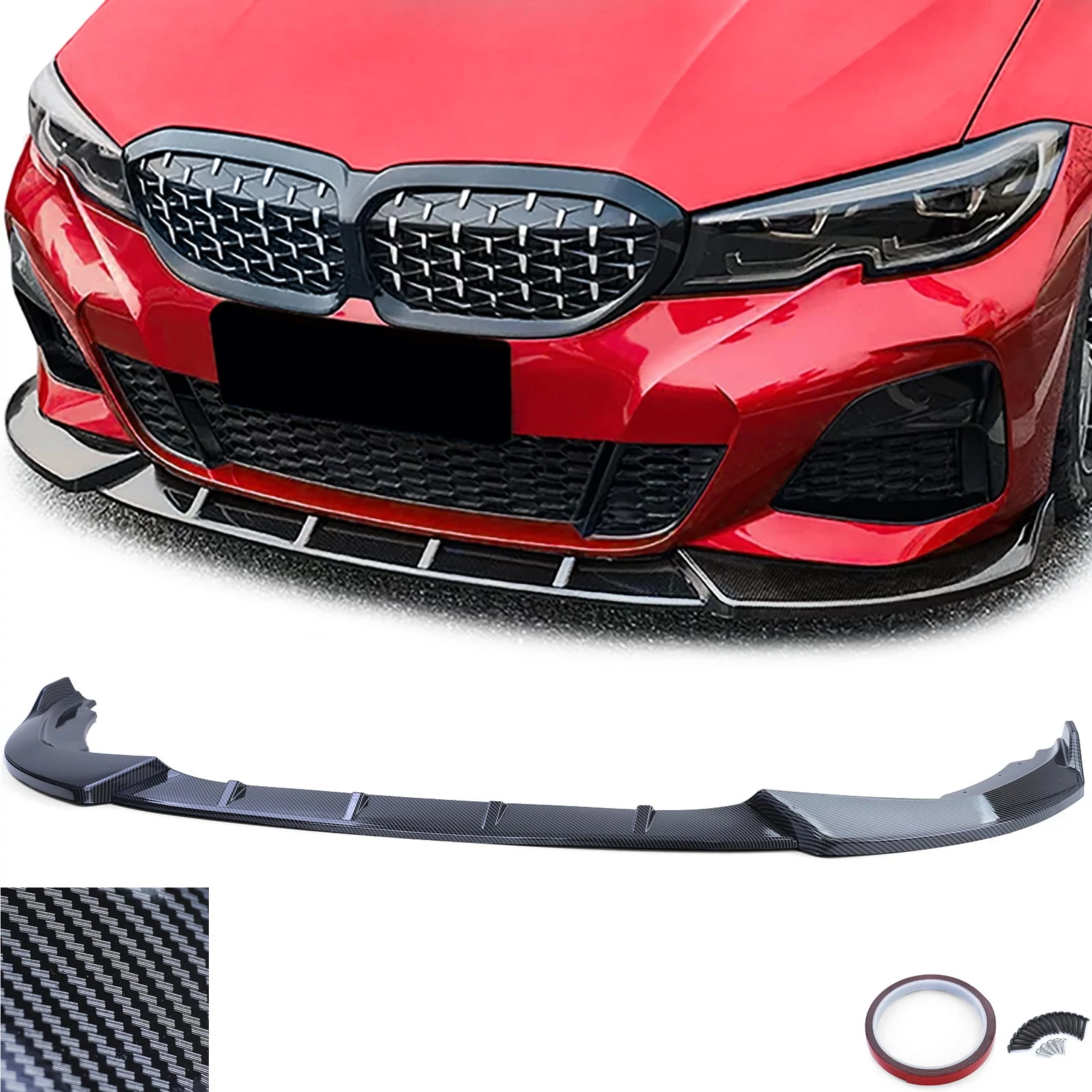 BMW G20 M-packet Performance stílusú utángyártott carbon look koptató lippe