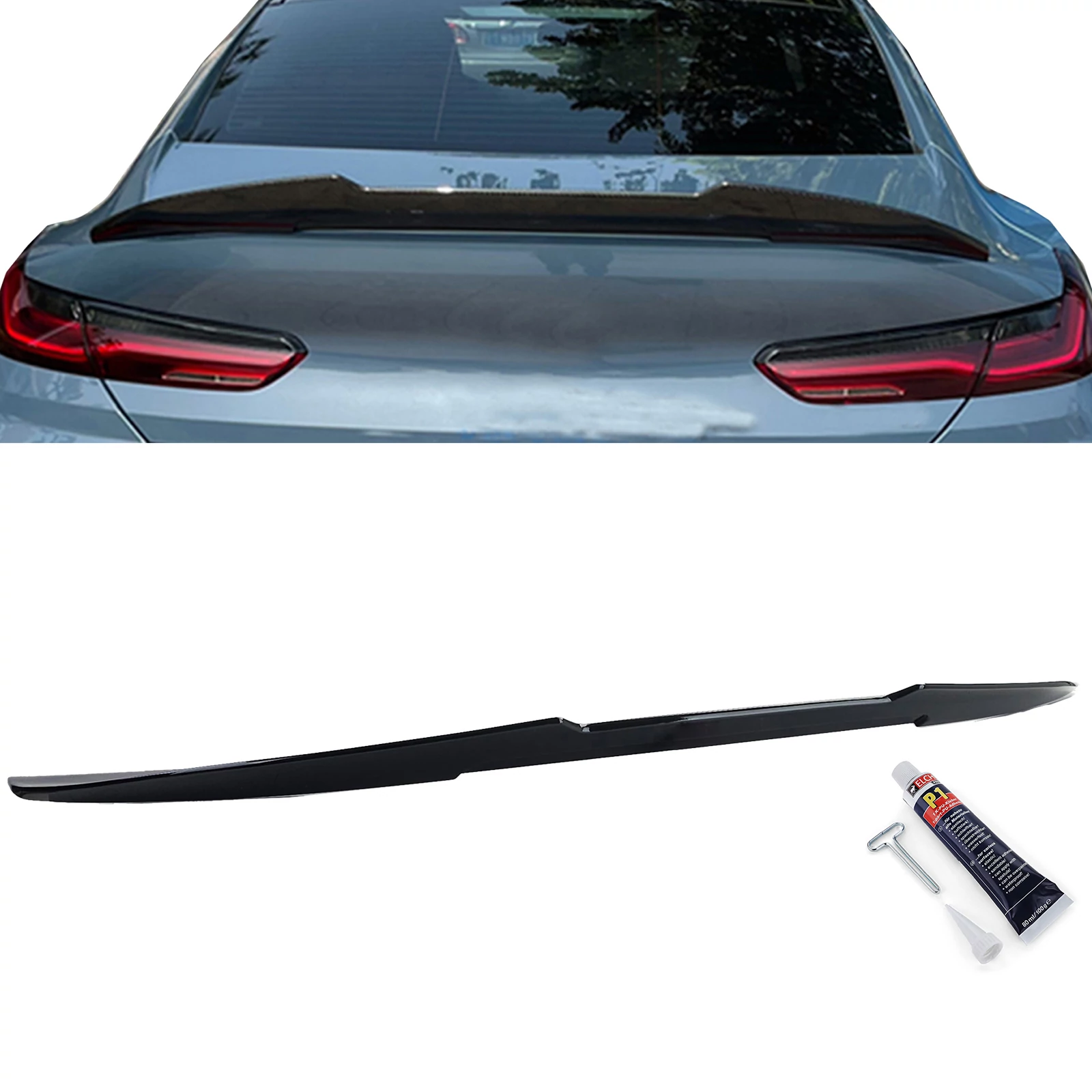 BMW G16 8-as Gran Coupe Ducktail stílusú lakkozott fekete csomagtartó spoiler